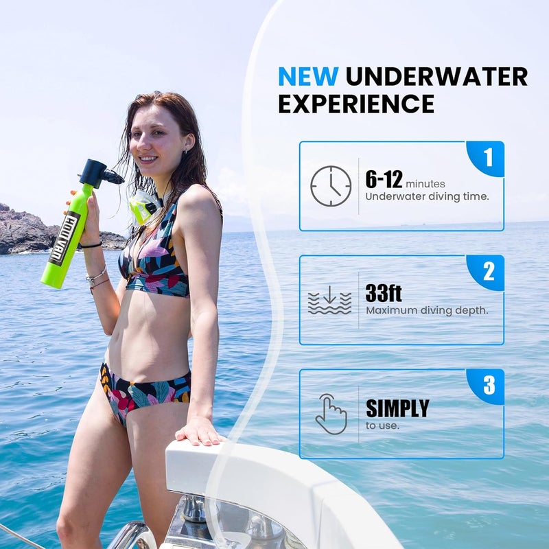 HOUVAN Store Mini Scuba Tank with Snorkel Mask 0.5L Inflatable Diving Tank with Full Face Diving Mask Pony Bottle Backup Diving Air Tank Suits for Recreational Snorkeling Shallow Diving - Image 2